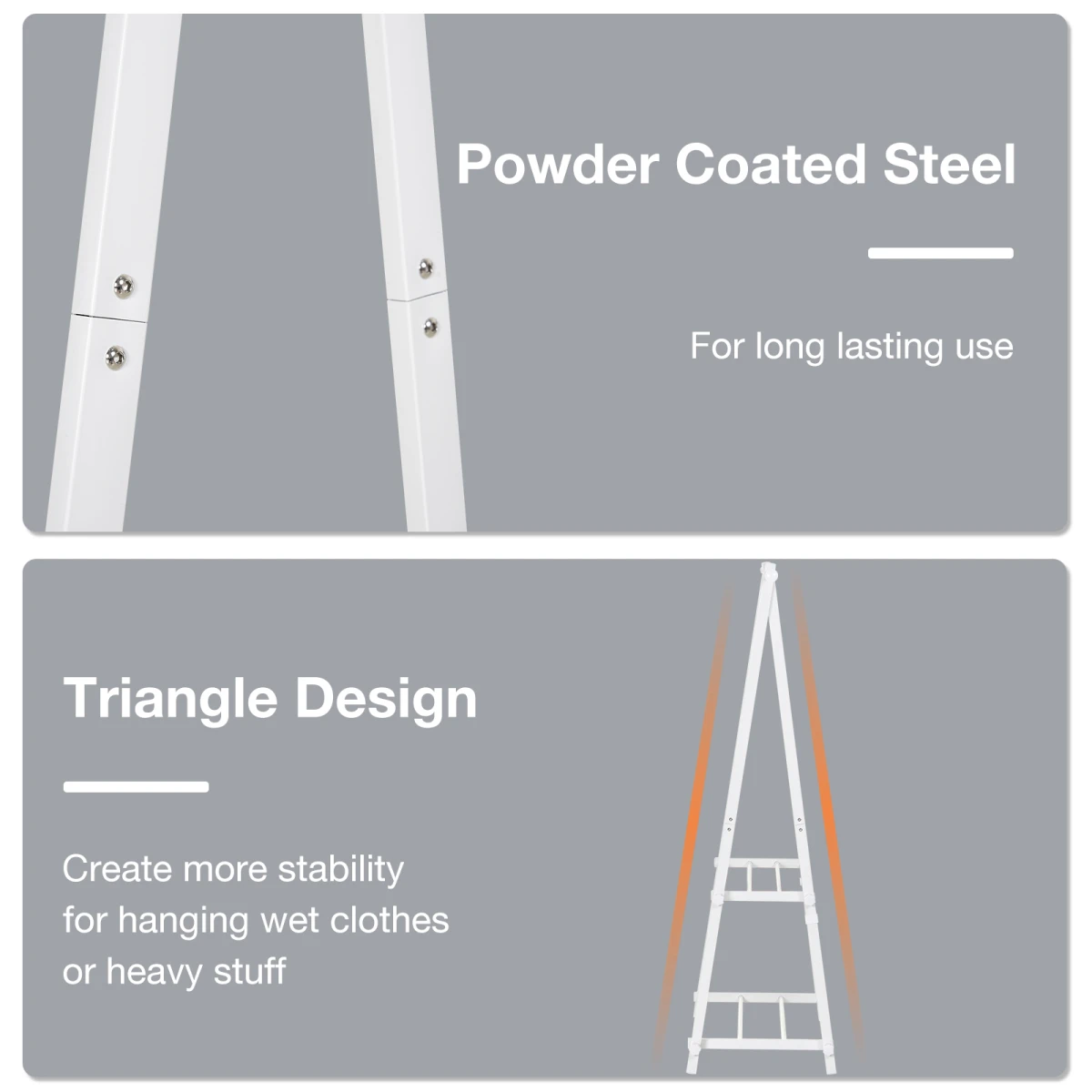 HOMCOM Powder Coated Steel Clothes Rail Tall 2 Shelves Home - Wardrobe