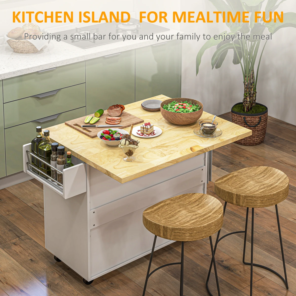Unbranded Home Symphony Kitchen Island Compact Drop Leaf For Home Use - Uncategorized