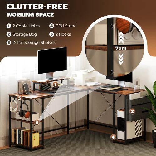 HOMCOM HOMCOM 168cm Reversible L Shaped Desk, 240cm Two Person Desk - Desk
