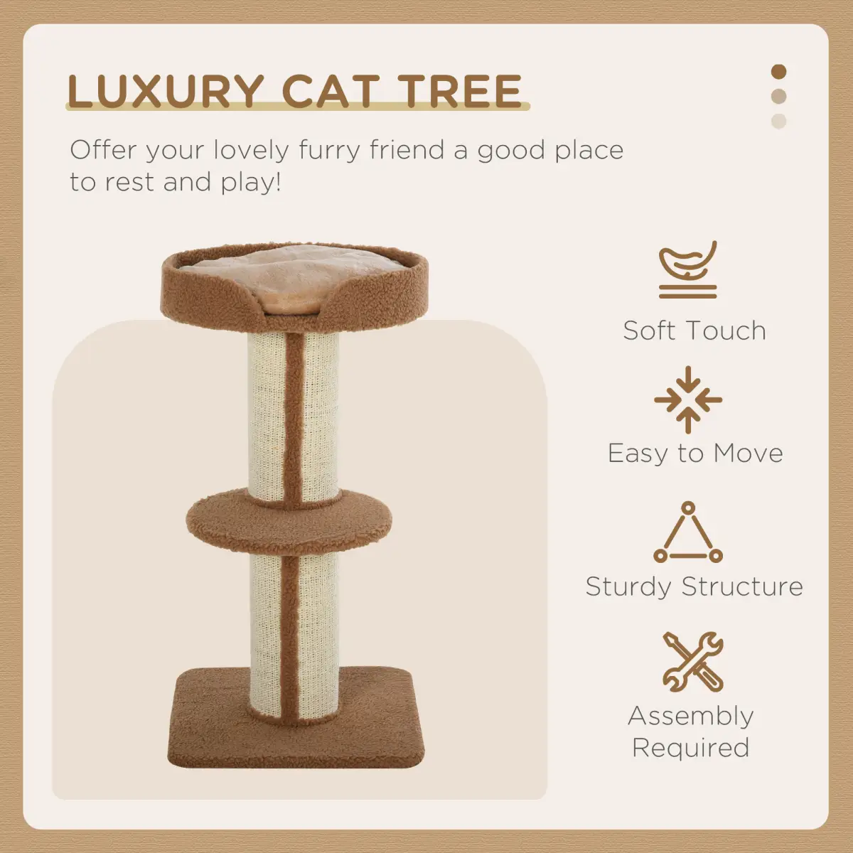 Unbranded 91cm Cat Tree Kitten Activity Center Tower Scratching Post Lamb Cashmere Perch - Cat Tree