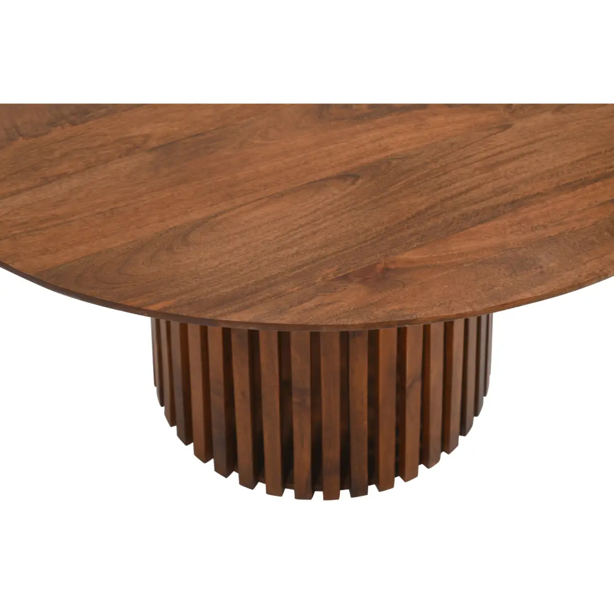 Indian Hub Slatted Mango Wood Round Dining Table 4 To 6 Seater - Dining Table