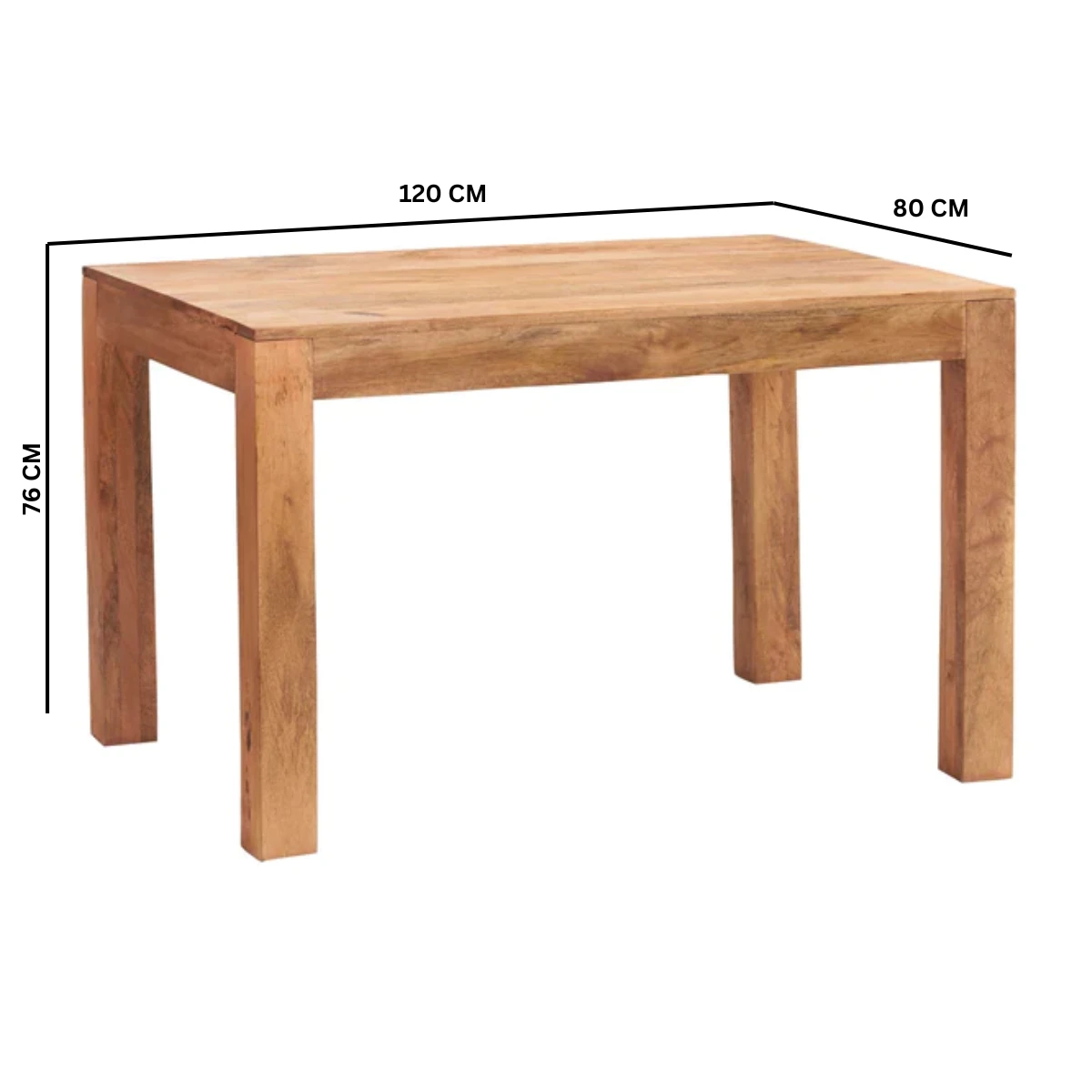 Toko Light Mango Small Dining Table Solid Mango Wood Home by Indian Hub