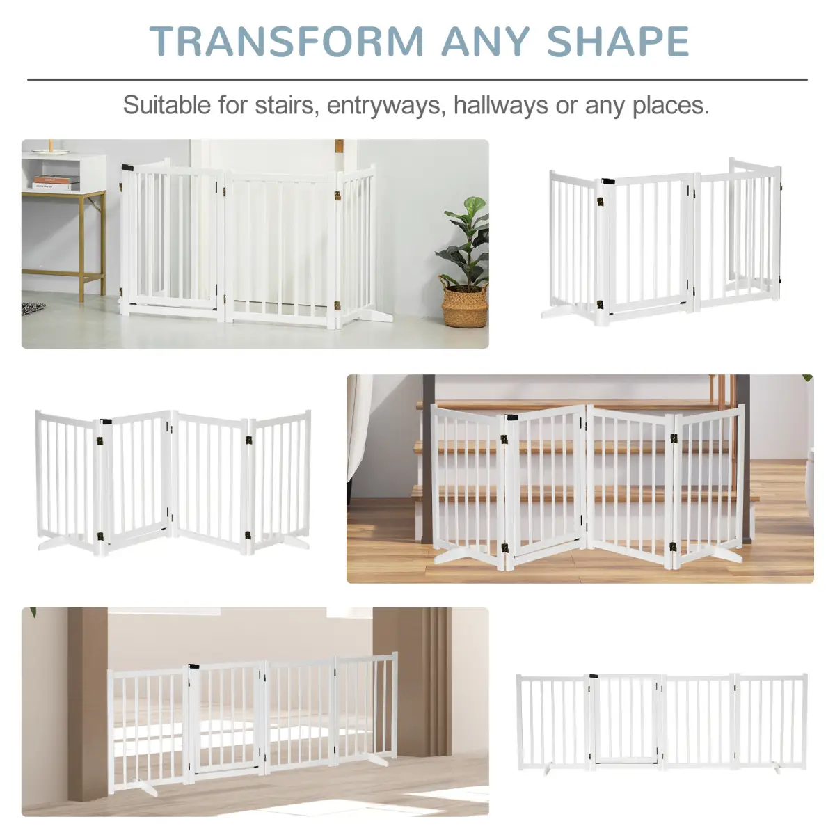 Unbranded Freestanding Pet Gate w/ 2 Support Feet for Doorways Stairs White Pawhut - Pet Gate