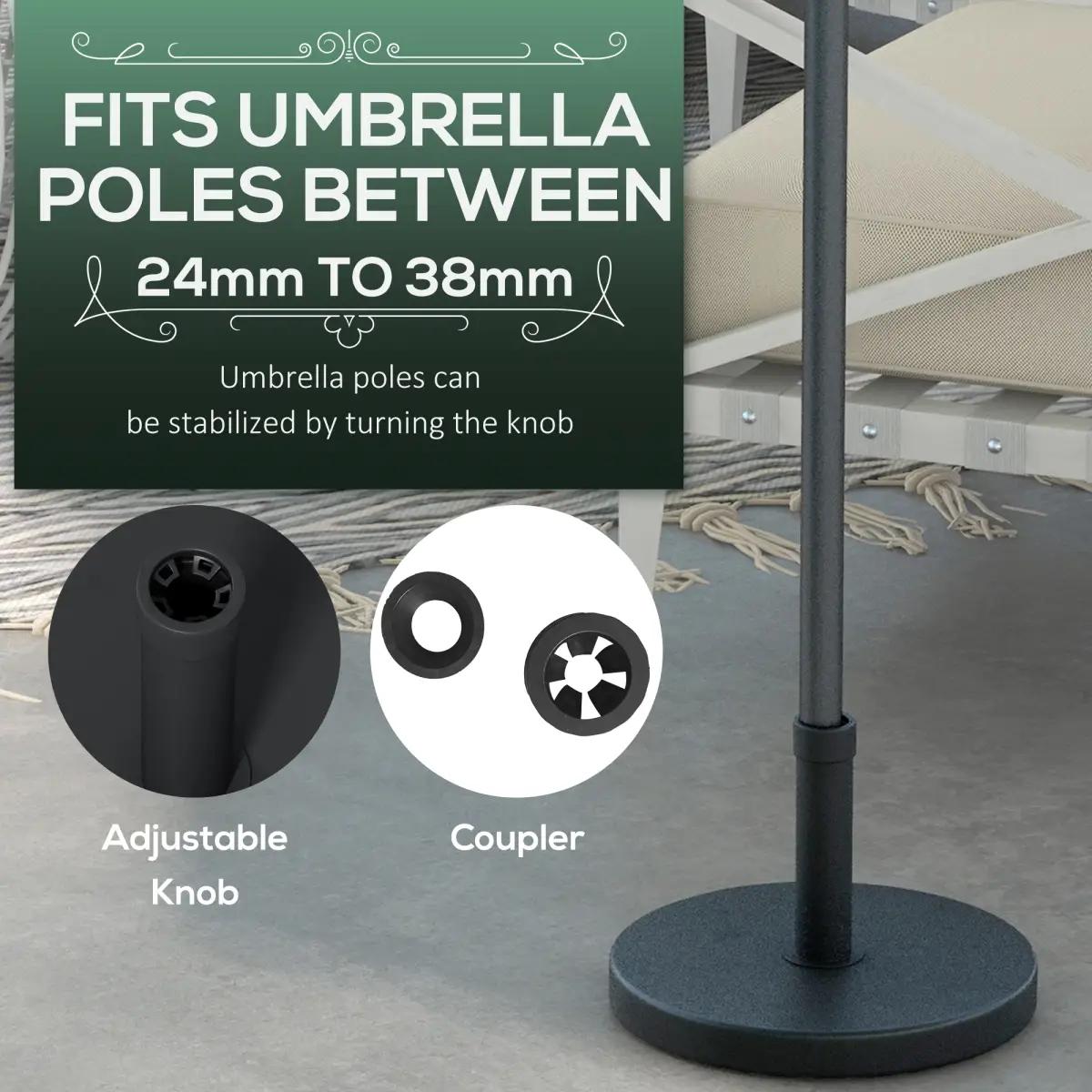 Outsunny Outsunny 15kg Concrete Parasol Base Heavy Duty Round Umbrella Stand - Parasol