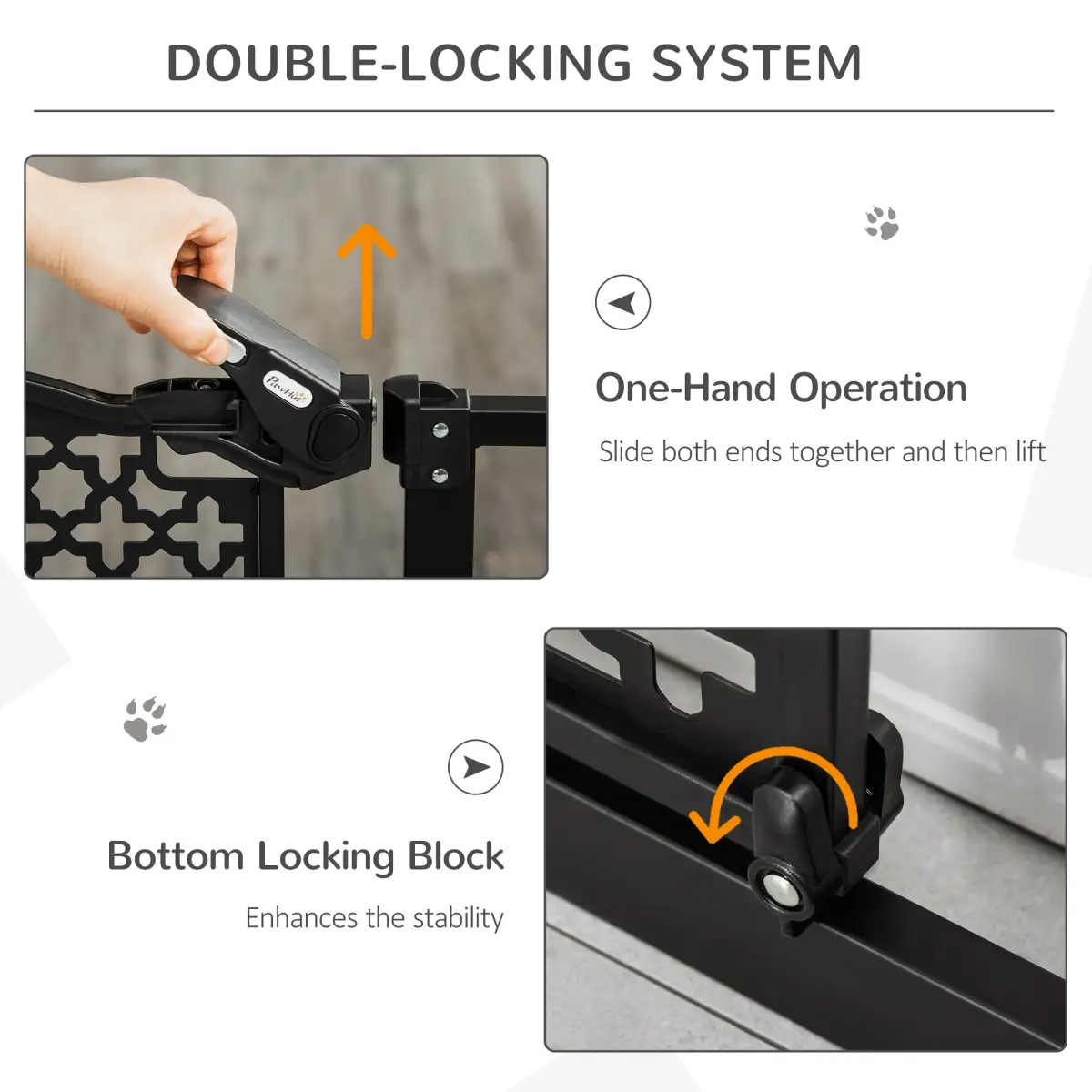 Unbranded 74-105 cm Pet Safety Gate Pressure Fit Stair with Double Locking, Black Pawhut - Pet Gate