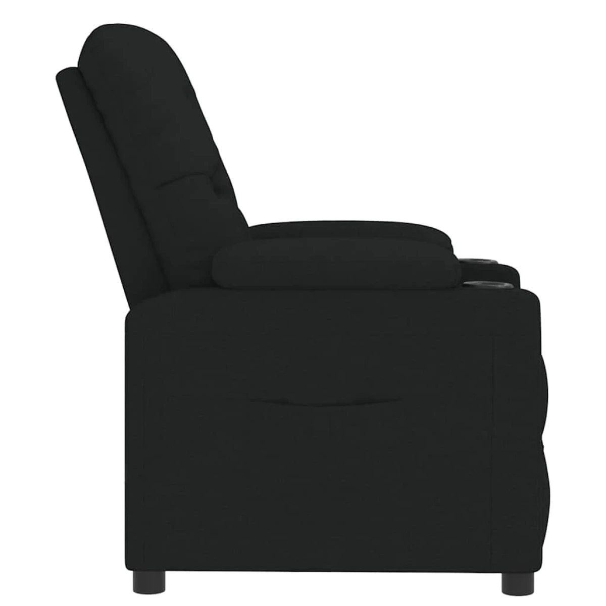 VidaXL Black Fabric Recliner Chair Small Cushioned Armrests by vidaXL