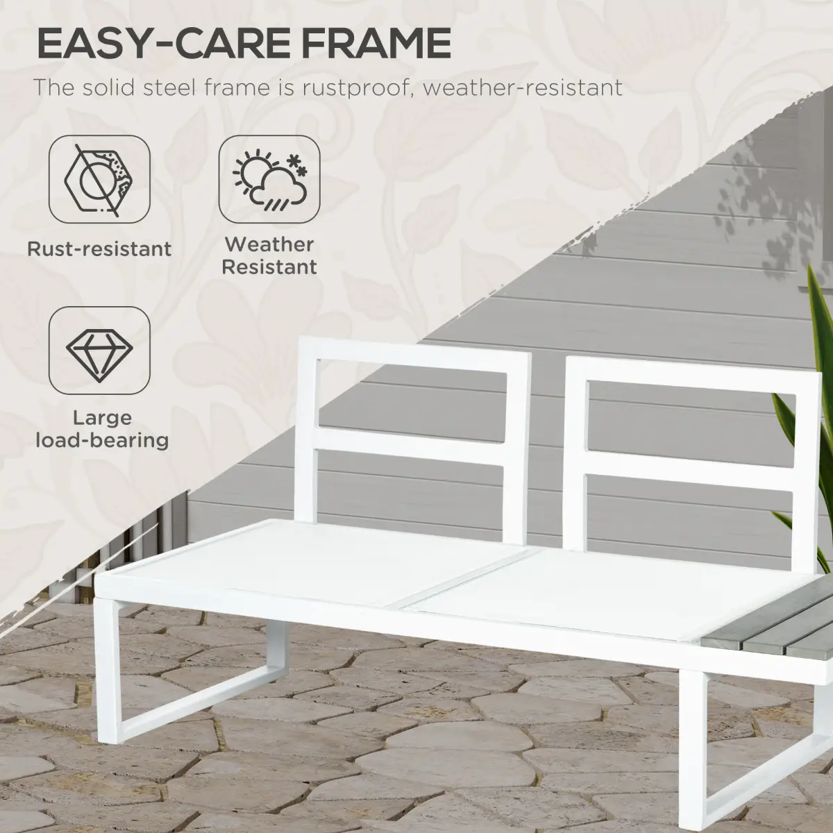 Outsunny Outsunny 4 PCs Garden Set w/ 5-Level Recline Corner Conversation Sofa Set White - Garden Sofa Sets