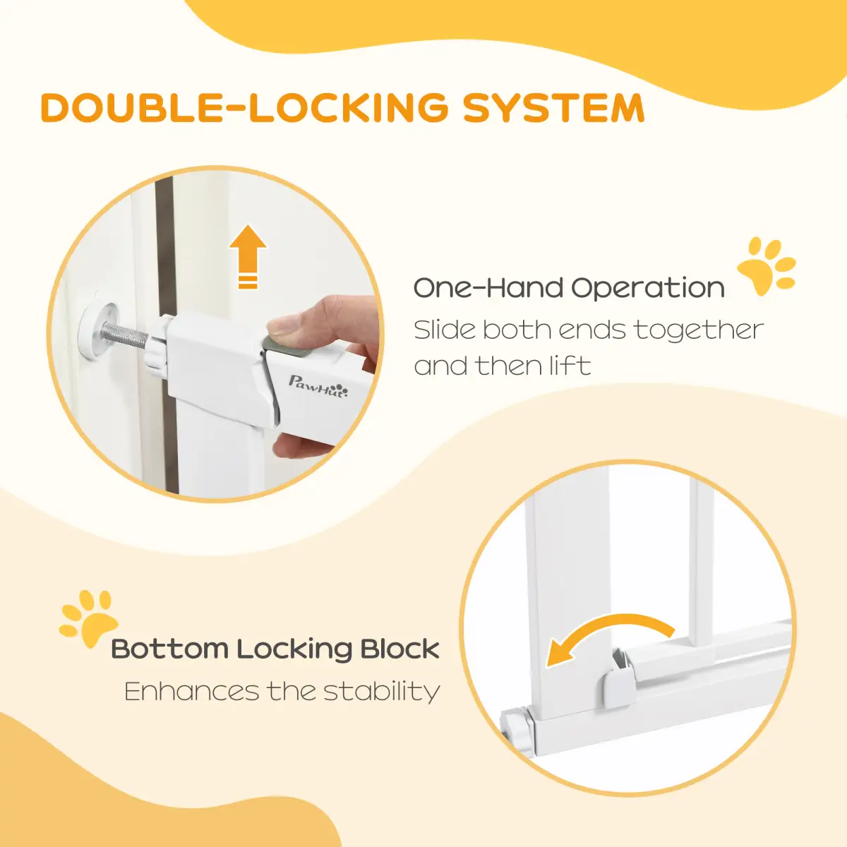 PawHut PawHut 75-82 cm Pet Safety Gate Pressure Fit Stair w/ Small Door Double Locking - Pet Gate