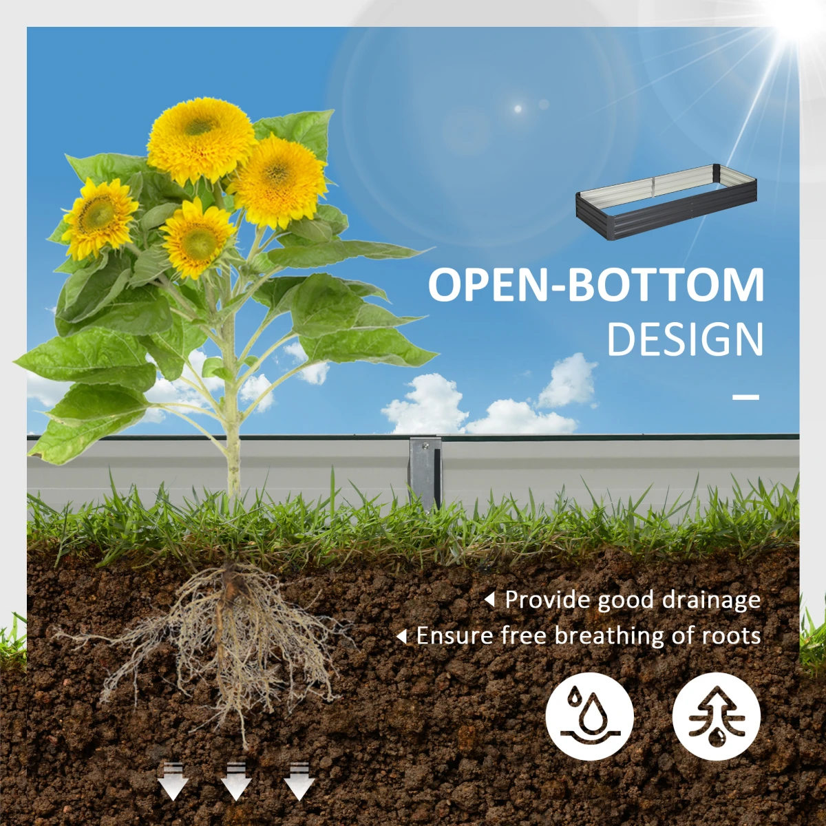 Outsunny Outsunny Raised Garden Bed 120x80cm Open Bottom Outdoor - Planters