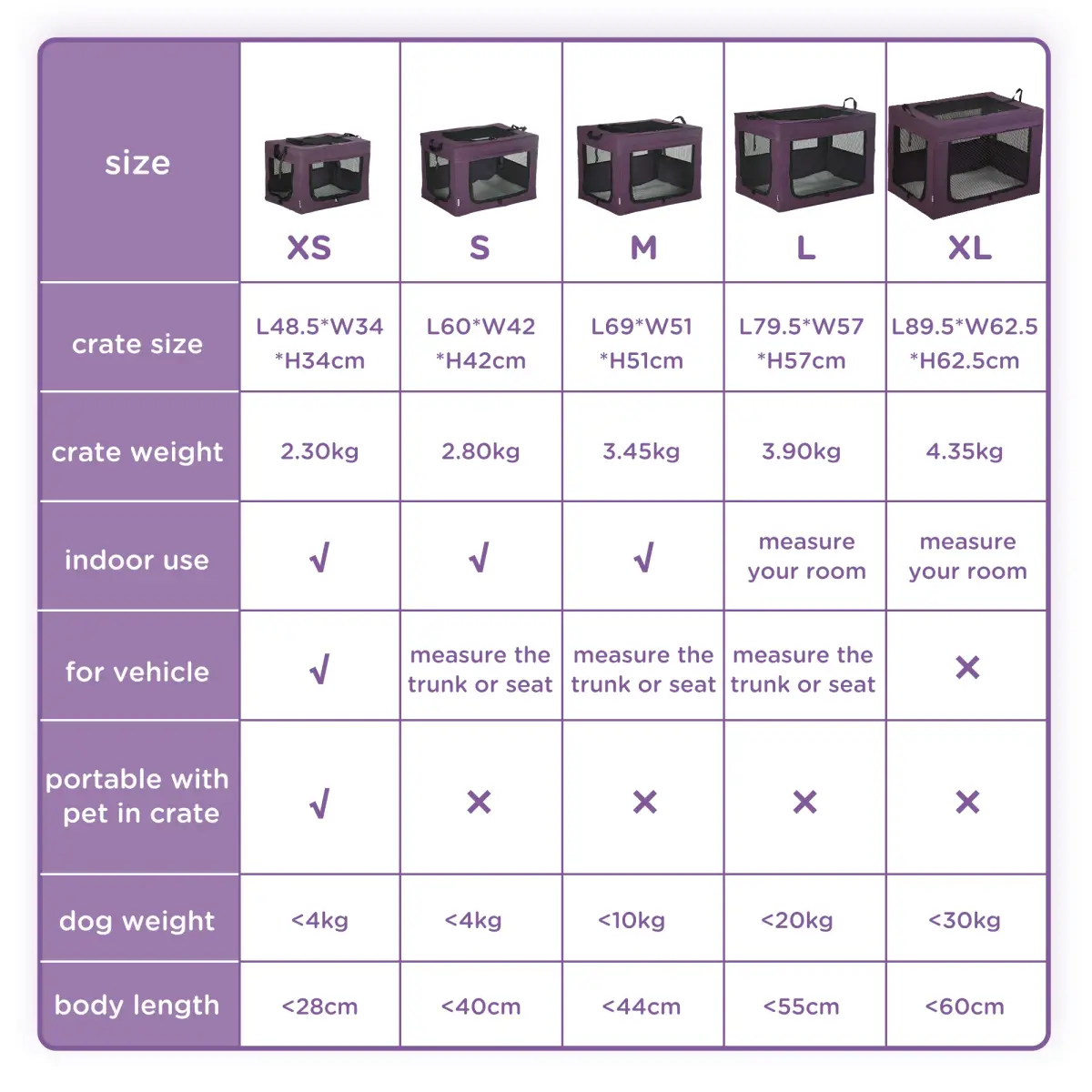 Unbranded 60cm Foldable Pet Carrier Cat Bag w/ Cushion, for Miniature Dogs - Purple - Pet Carrier
