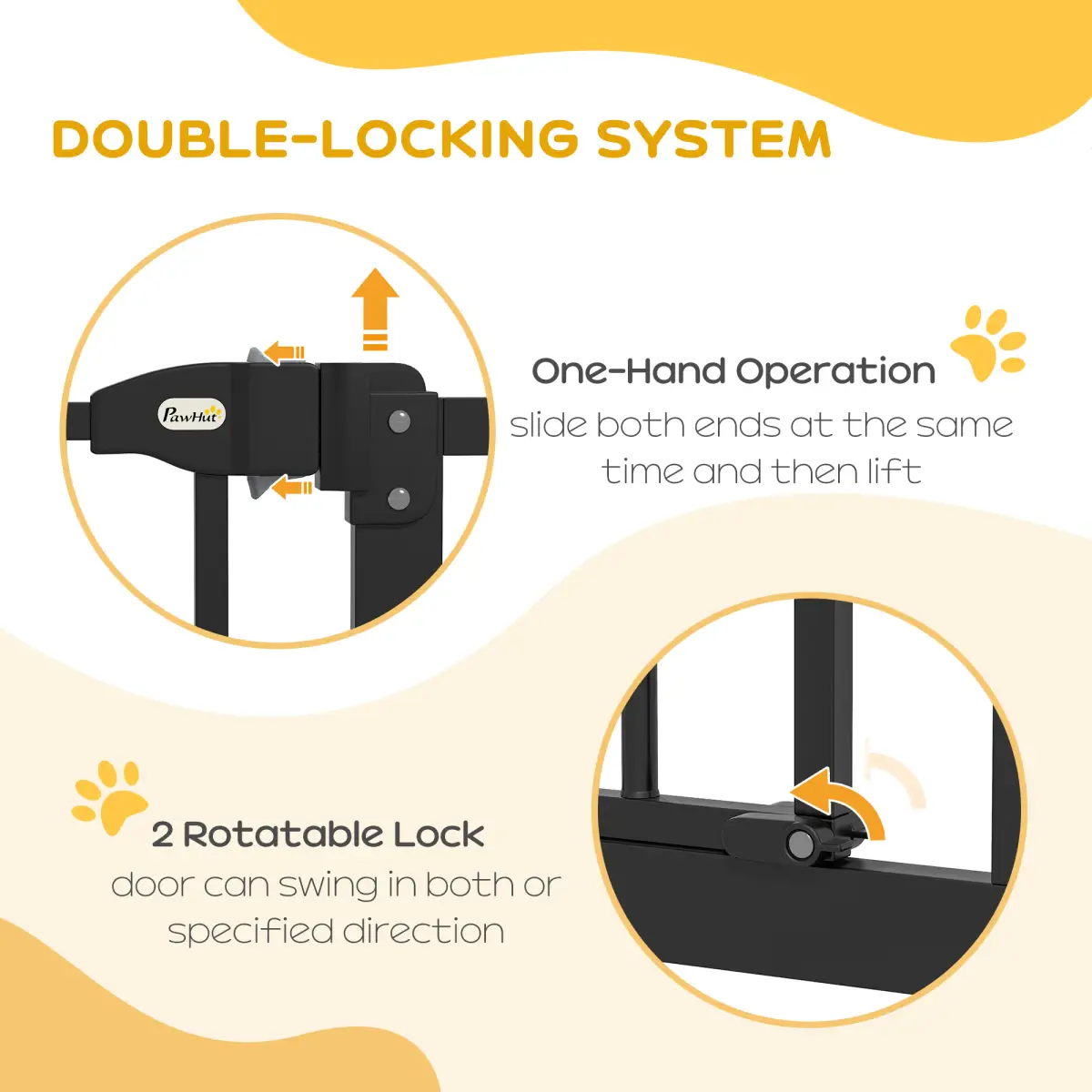 PawHut PawHut 74-100cm Adjustable Metal Pet Gate Safety Barrier w/ Auto-Close Black - Pet Gate