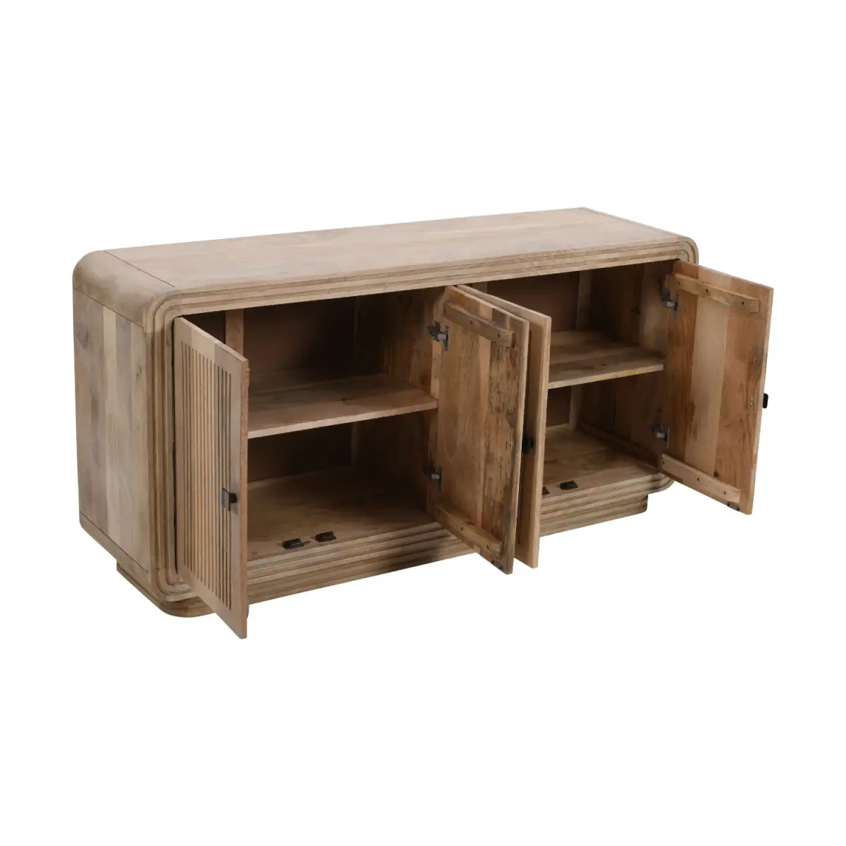 Indian Hub Hudson Carved Mango Wood 4 Doors Large Sideboard - Sideboard