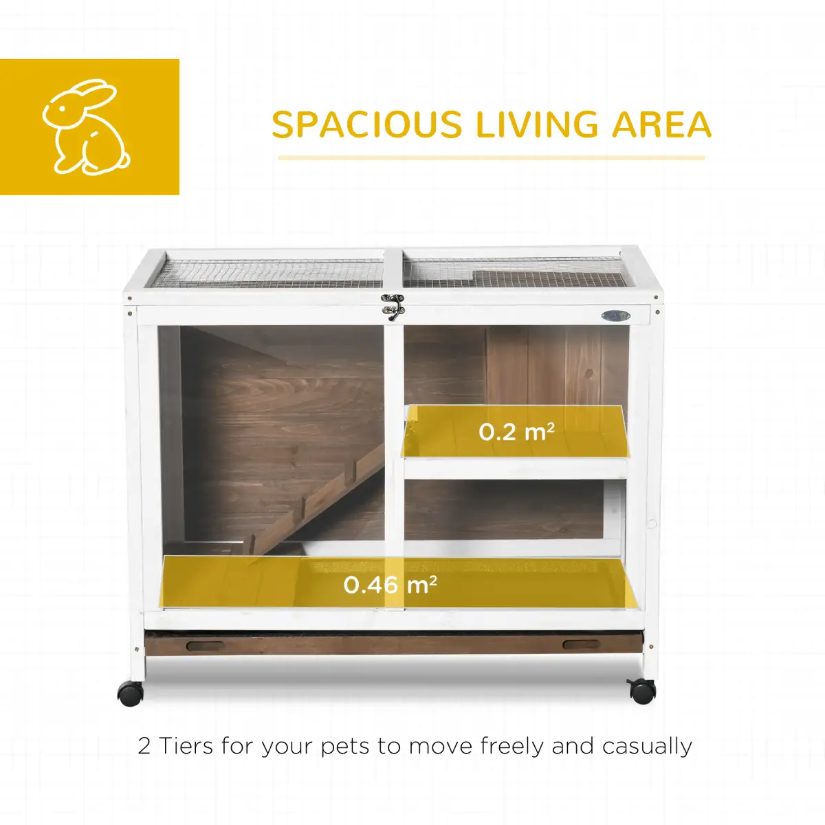 PawHut PawHut Wood Rabbit Hutch Bunny Cage Pet House Indoor W/ Tray Ramp, Brown - Rabbit Hutch