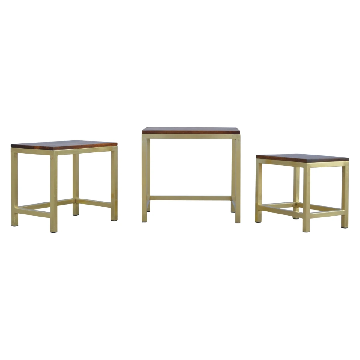 Artisan Furniture Artisan Mango Wood Stool Set S M L Brass Base - Bench