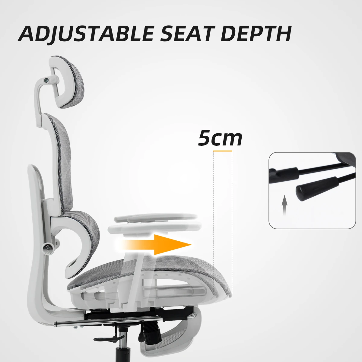 HOMCOM Ergonomic Office Chair Height Adjustable 3D Armrests 135 Degree Recline Mesh Back For Home Office by HOMCOM