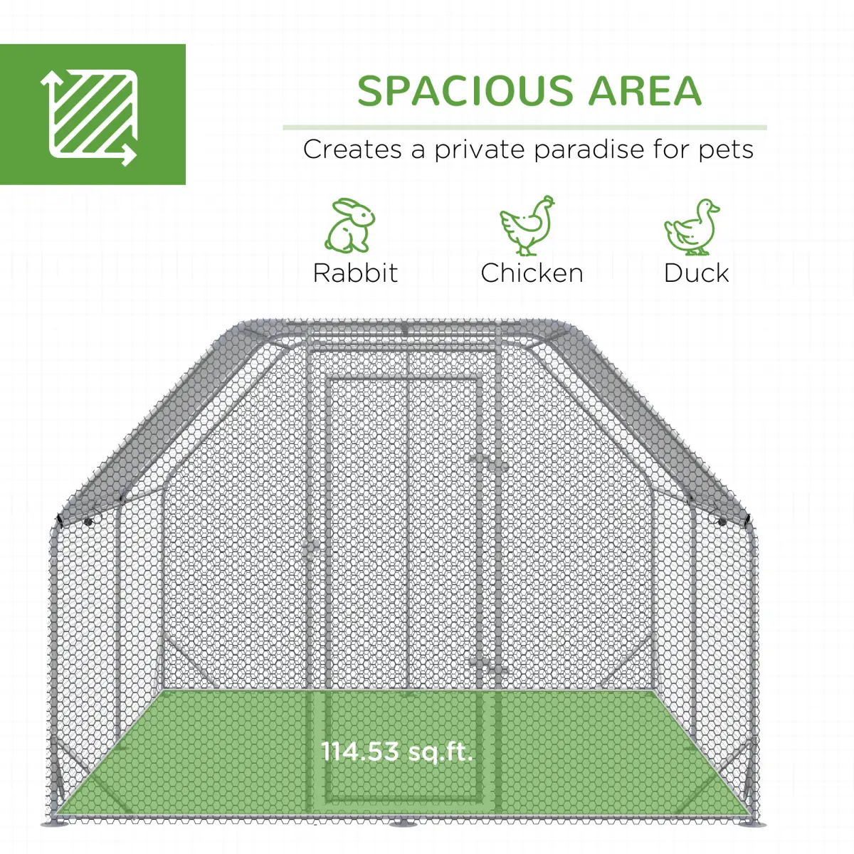 PawHut Chicken Run W/ Roof, Walk In Chicken Coop for 10-12 Chickens, Hen House - Chicken Coop