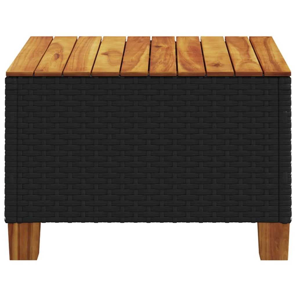 vidaXL vidaXL Garden Table Black 55x55x36 cm Poly Rattan Acacia Wood - Garden Table