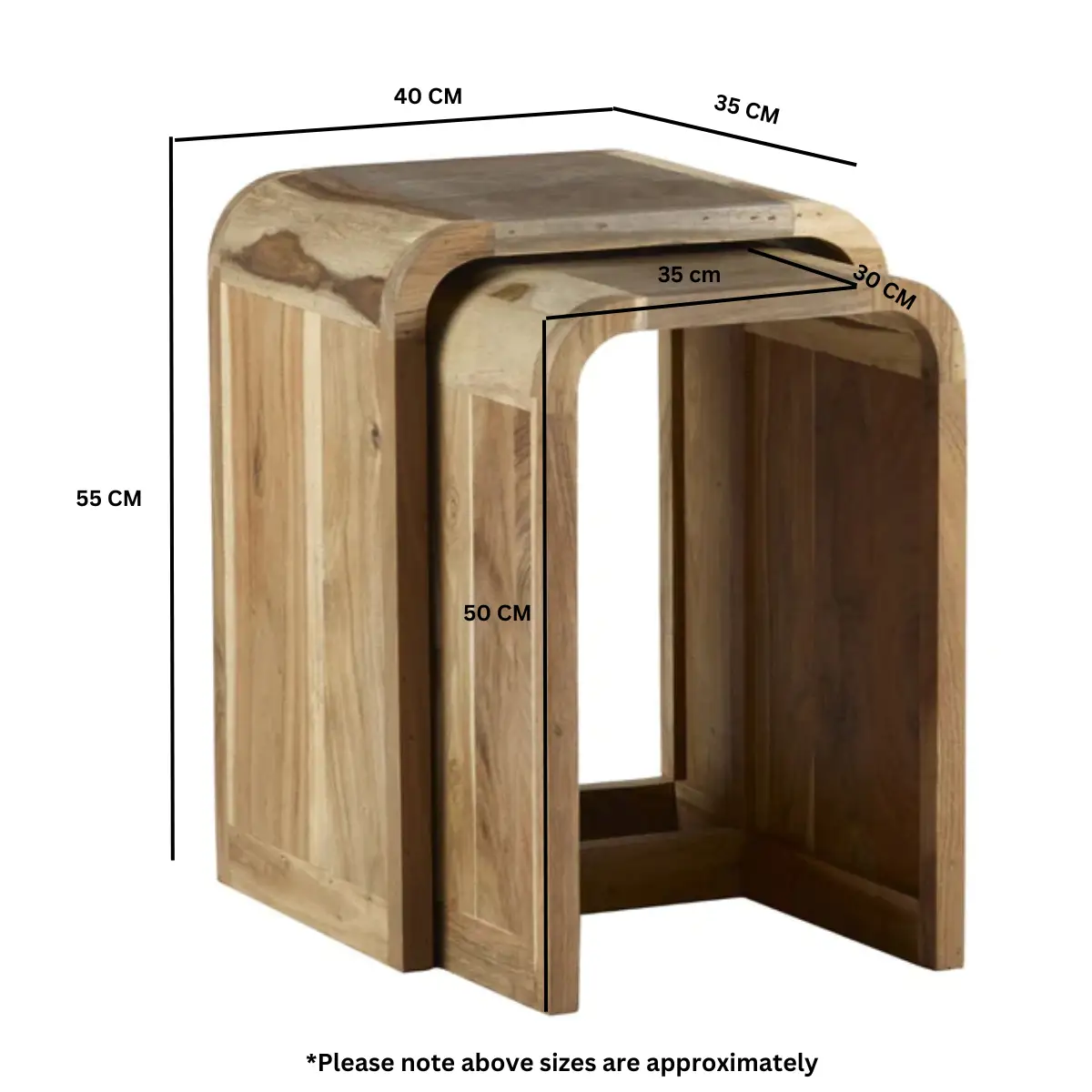 Indian Hub Aspen Nest Of 2 Tables Wooden - Nest of Tables