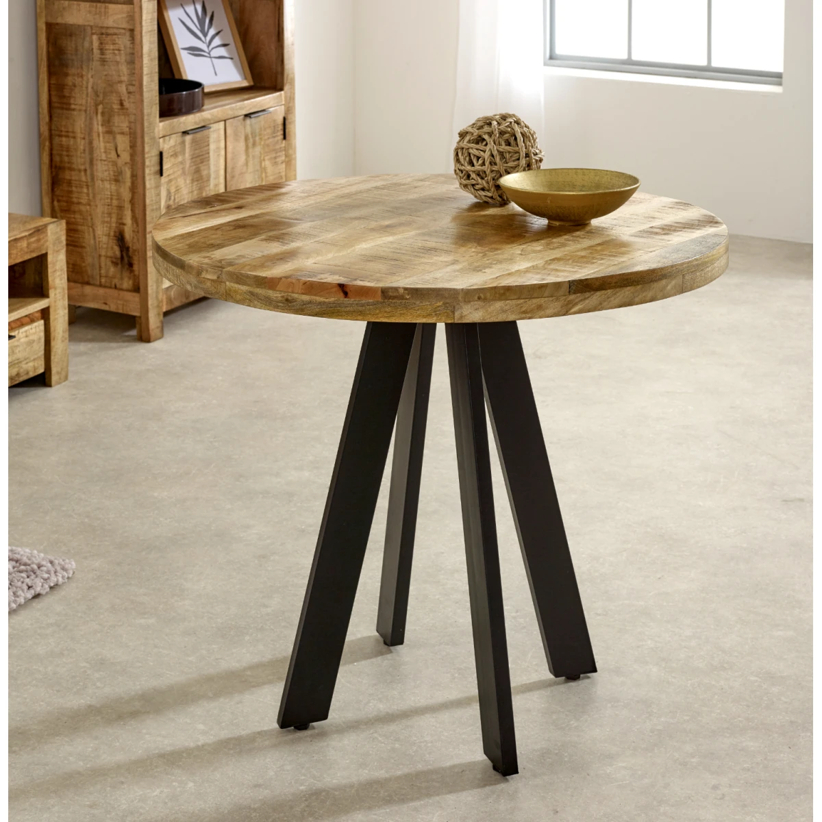Surrey Round Dining Table 4 Seater Solid Mango Wood Home by Indian Hub