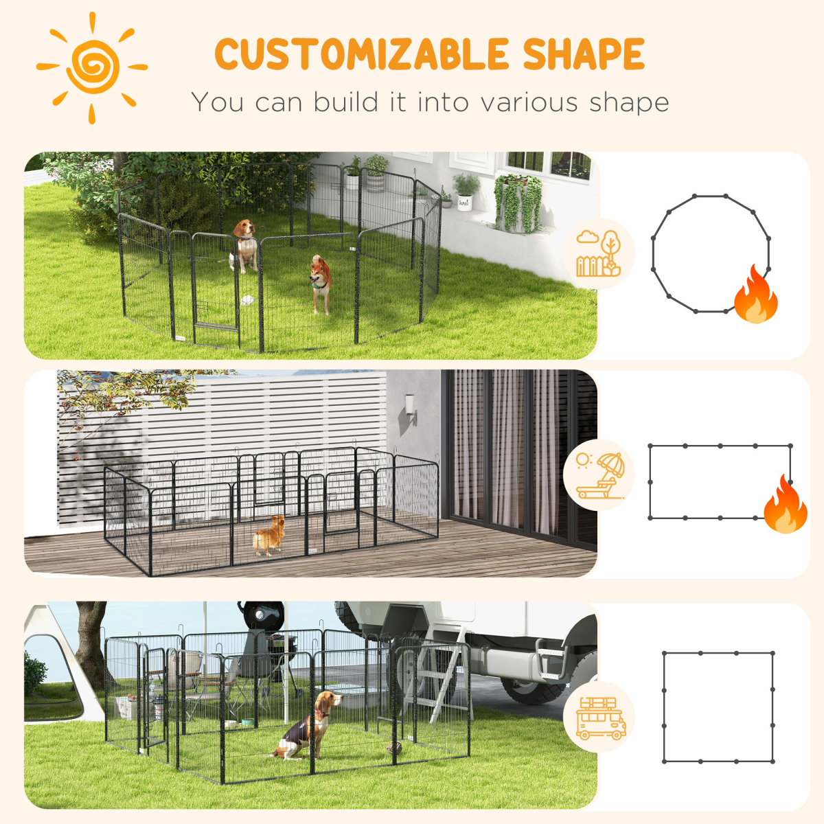Heavy Duty Puppy Play Pen, 12 Panels Pet Exercise Pen, for Indoors, Outdoors - from PawHut
