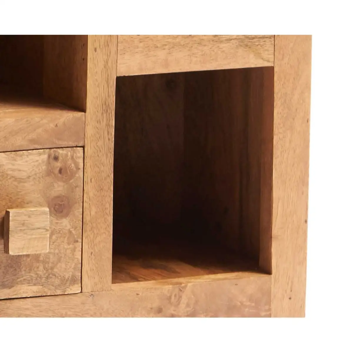 Indian Hub Corner TV Unit for Living Room Sustainable Mango Wood - TV Unit