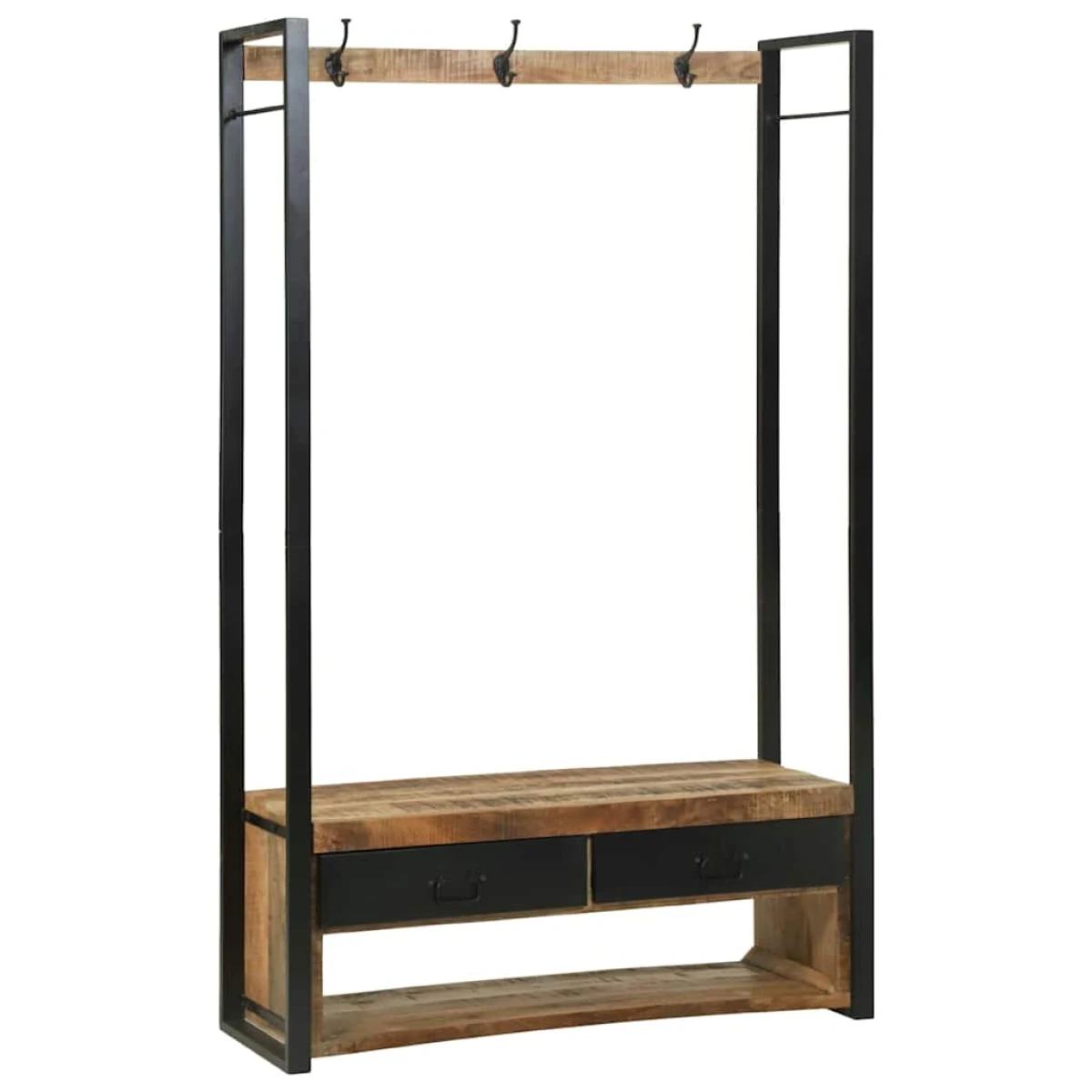 VidaXL Clothes Rack 110 x 40 x 185 cm Solid Mango Wood Industrial with Drawers and Hooks by vidaXL