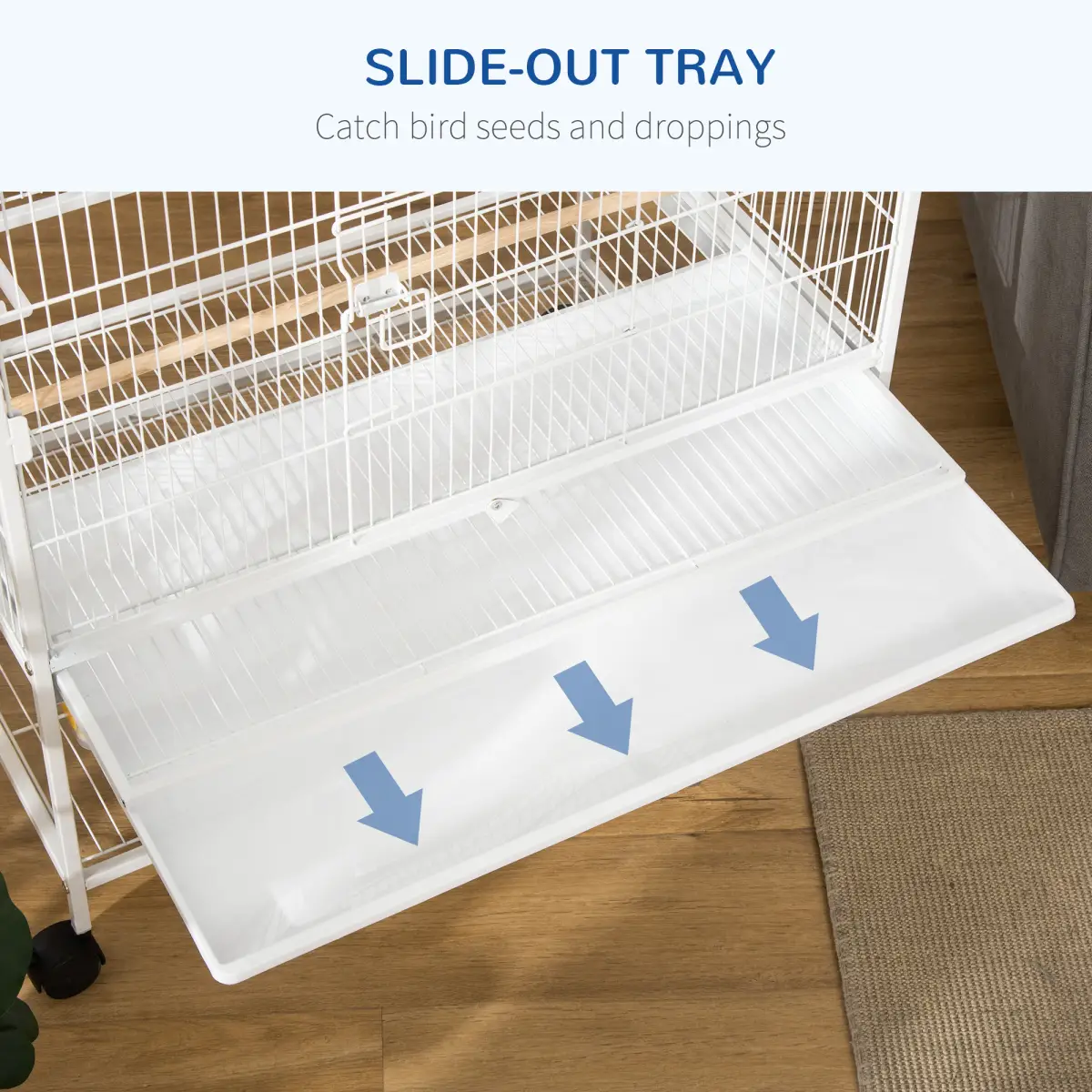 Pawhut Large Bird Cage Budgie Cage for Finch Canaries Parrot with Stand White - Pet Cage