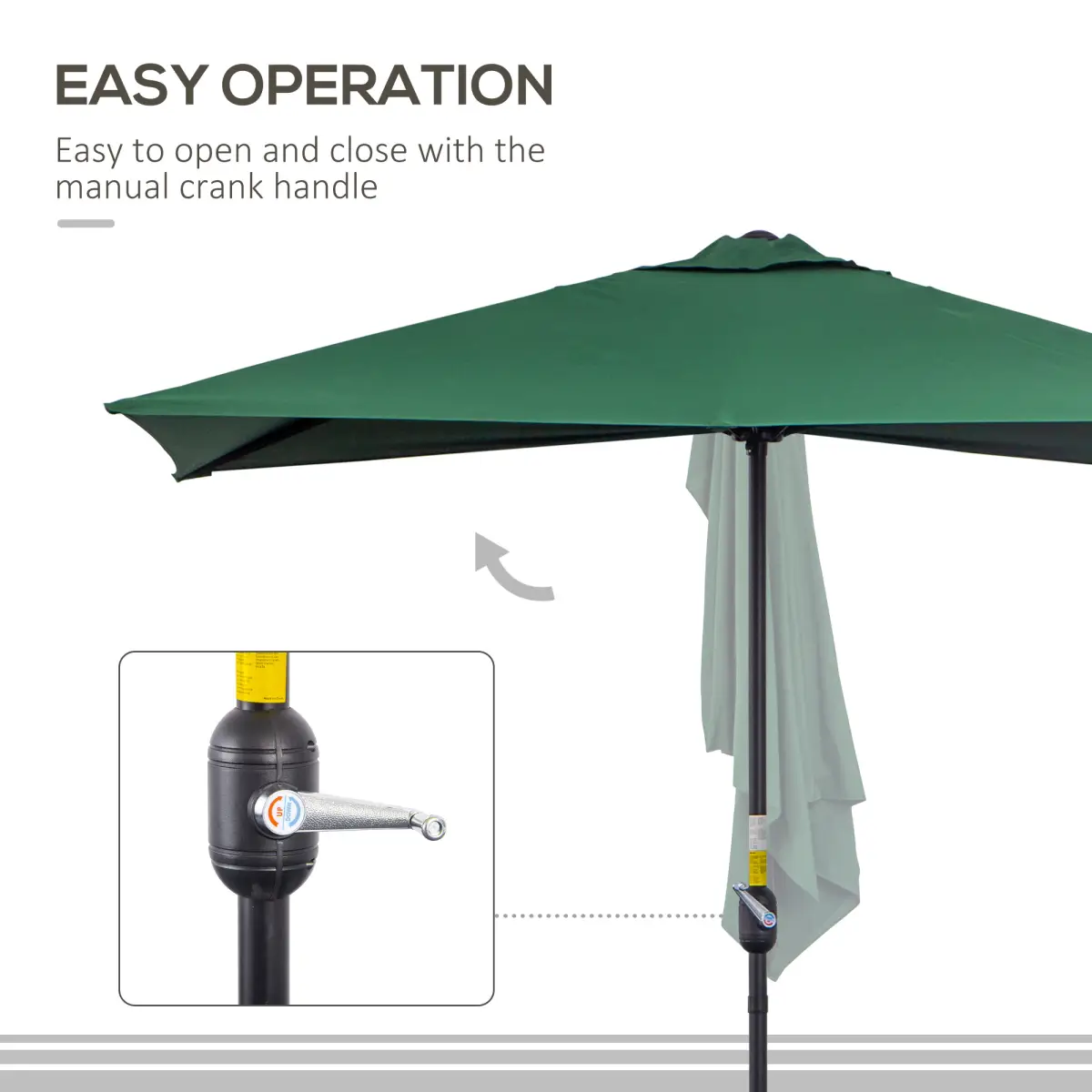 Unbranded 2.3m Garden Half Round Umbrella Metal Parasol Umbrella Green Outsunny - Parasol