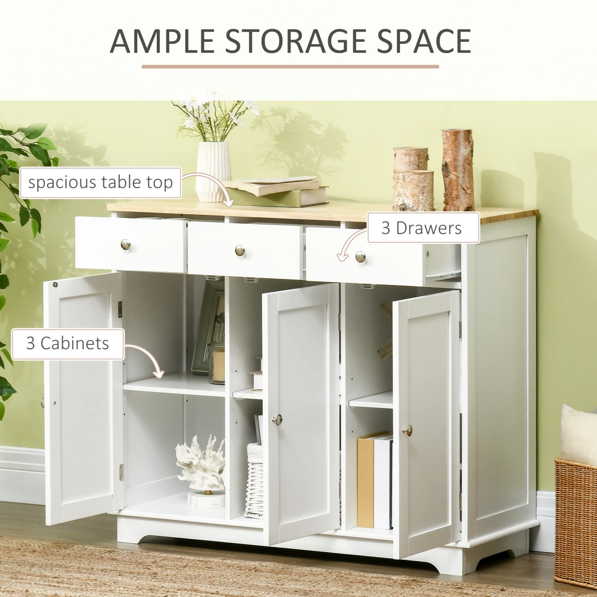 Quality Sideboard 3Drs Adjustable Shelves Hall by HOMCOM