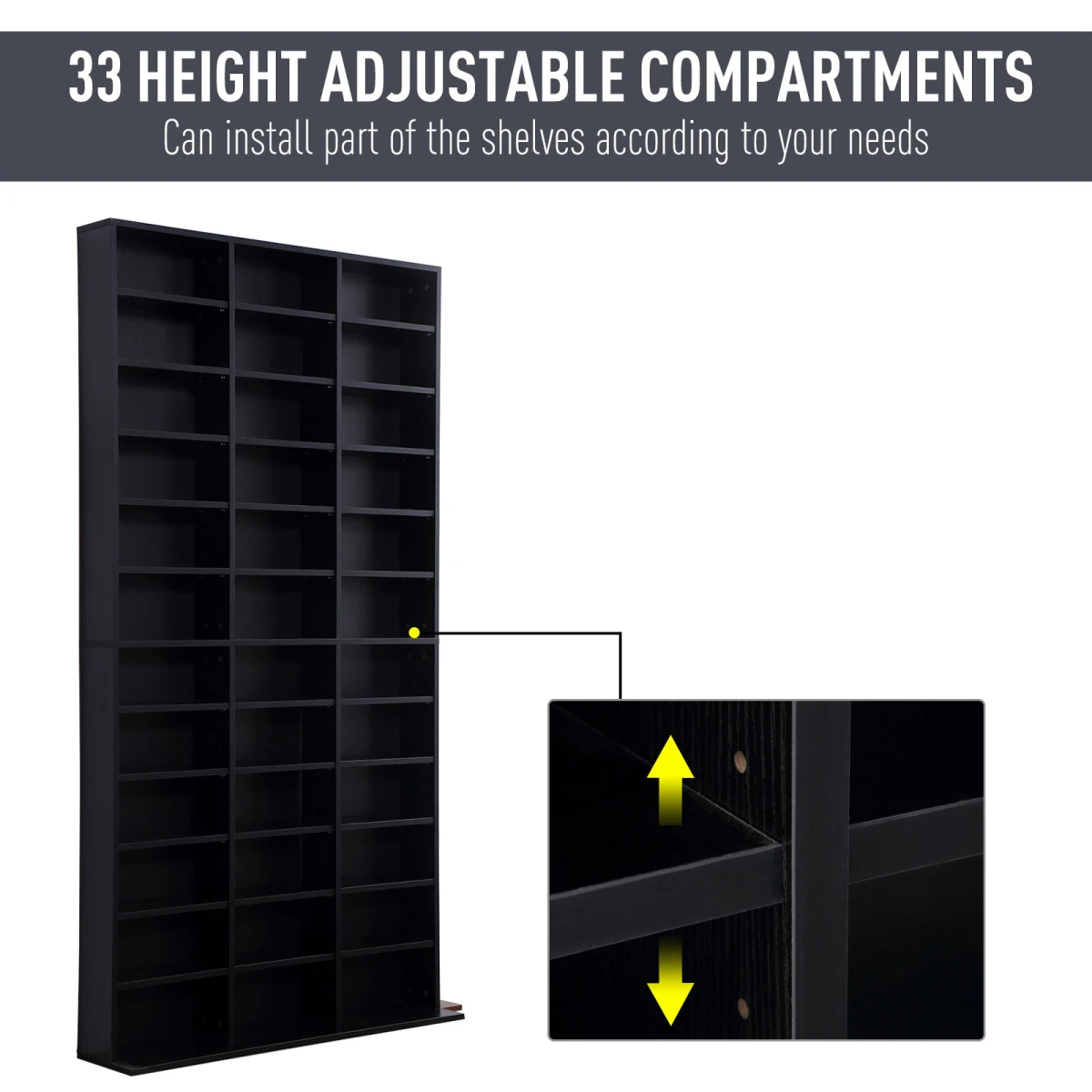 Unbranded HOMCOM CD DVD Media Storage Shelves Display Shelf Racks Wooden Frame Black - Wine Rack