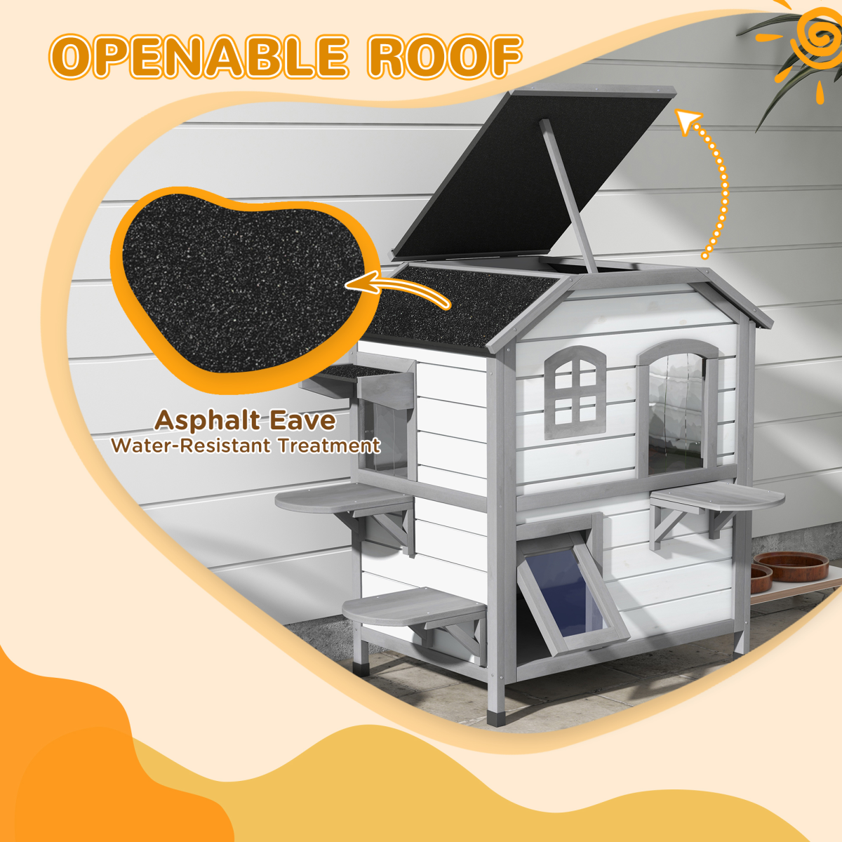 PawHut Kitten Condo with Openable Roof, Catio Enclosure Furniture, White - from PawHut