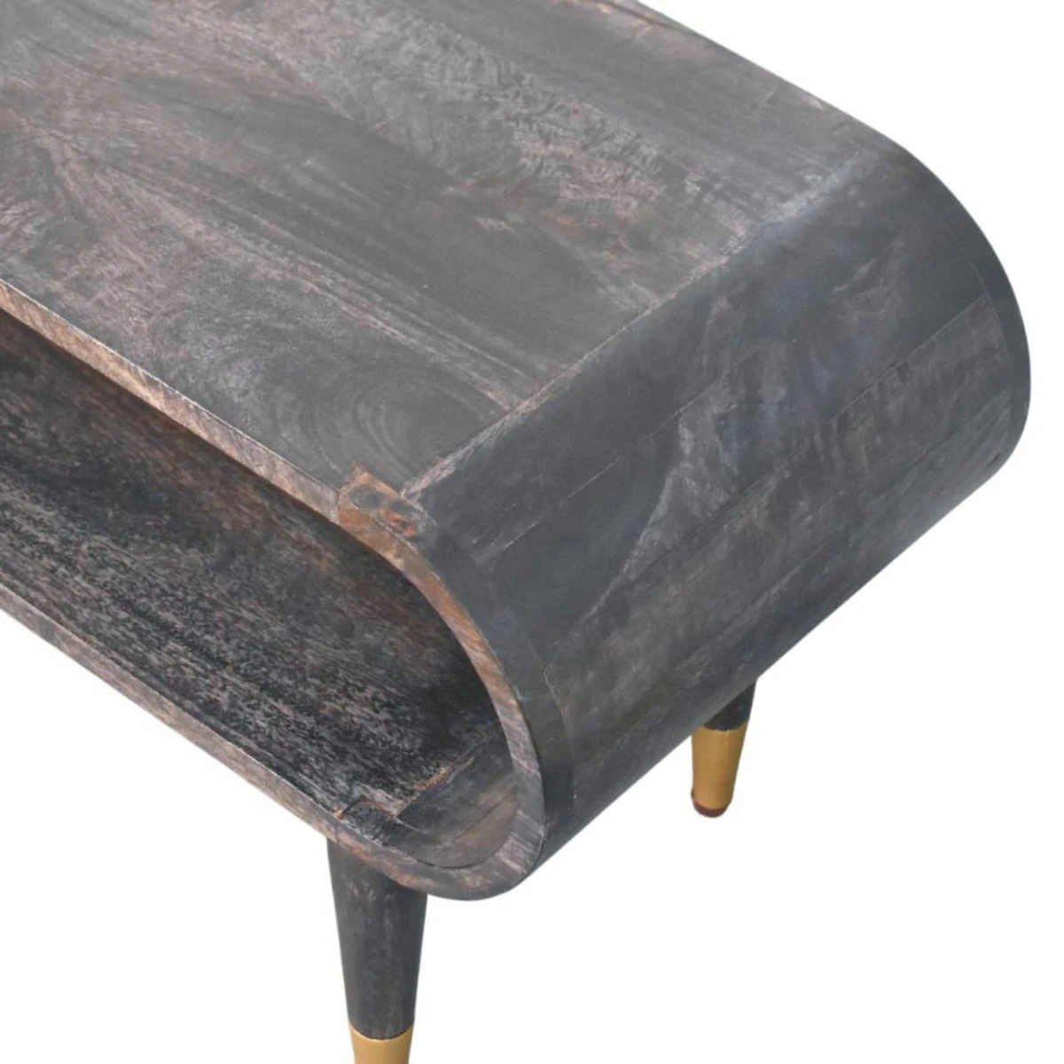 Artisan Furniture Artisan Curved Media Console 1 Slot Brass Accents For Living Room Storage And Display - TV Unit