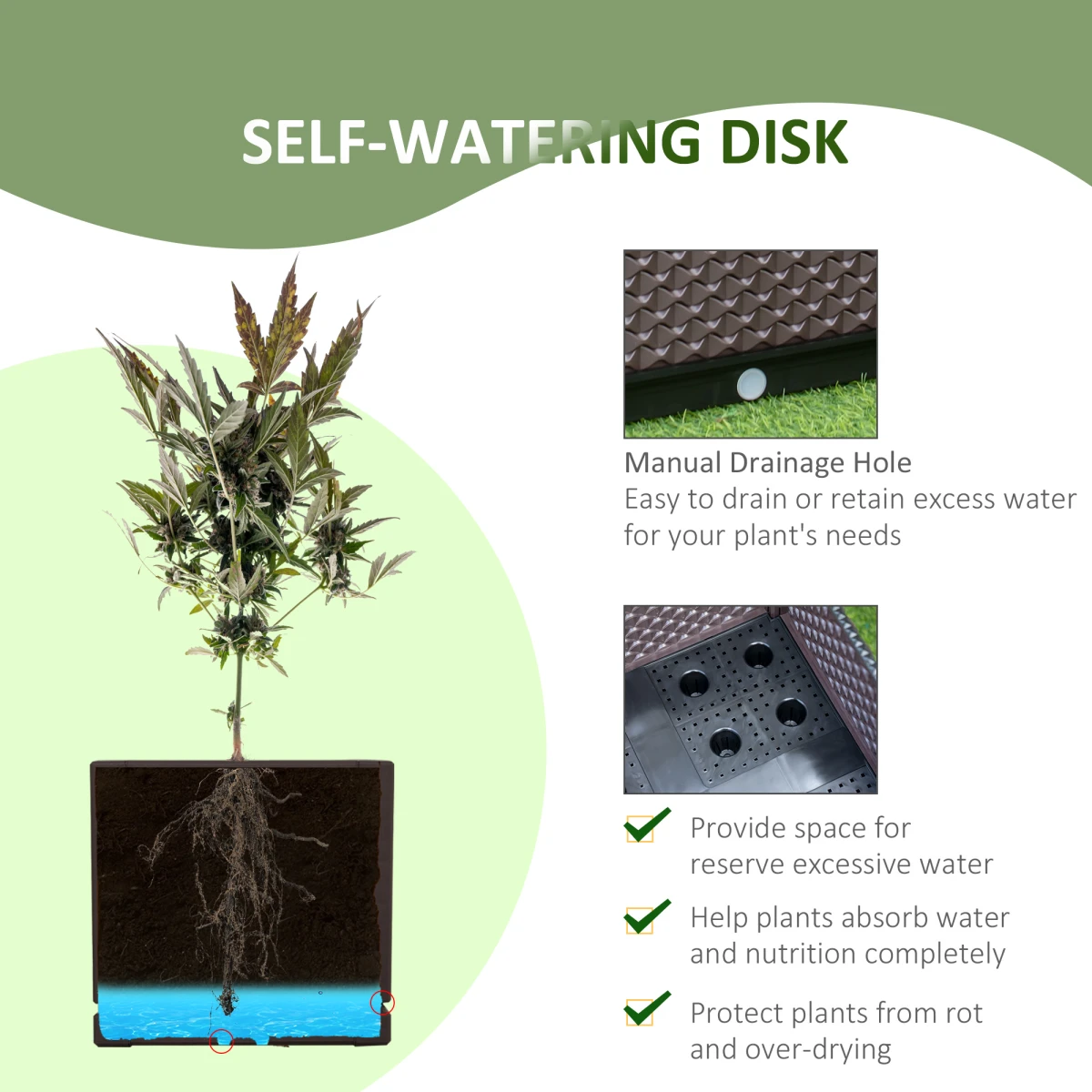 Outsunny Duo Design Two Tier Planter Self Watering For Flowers - Planters