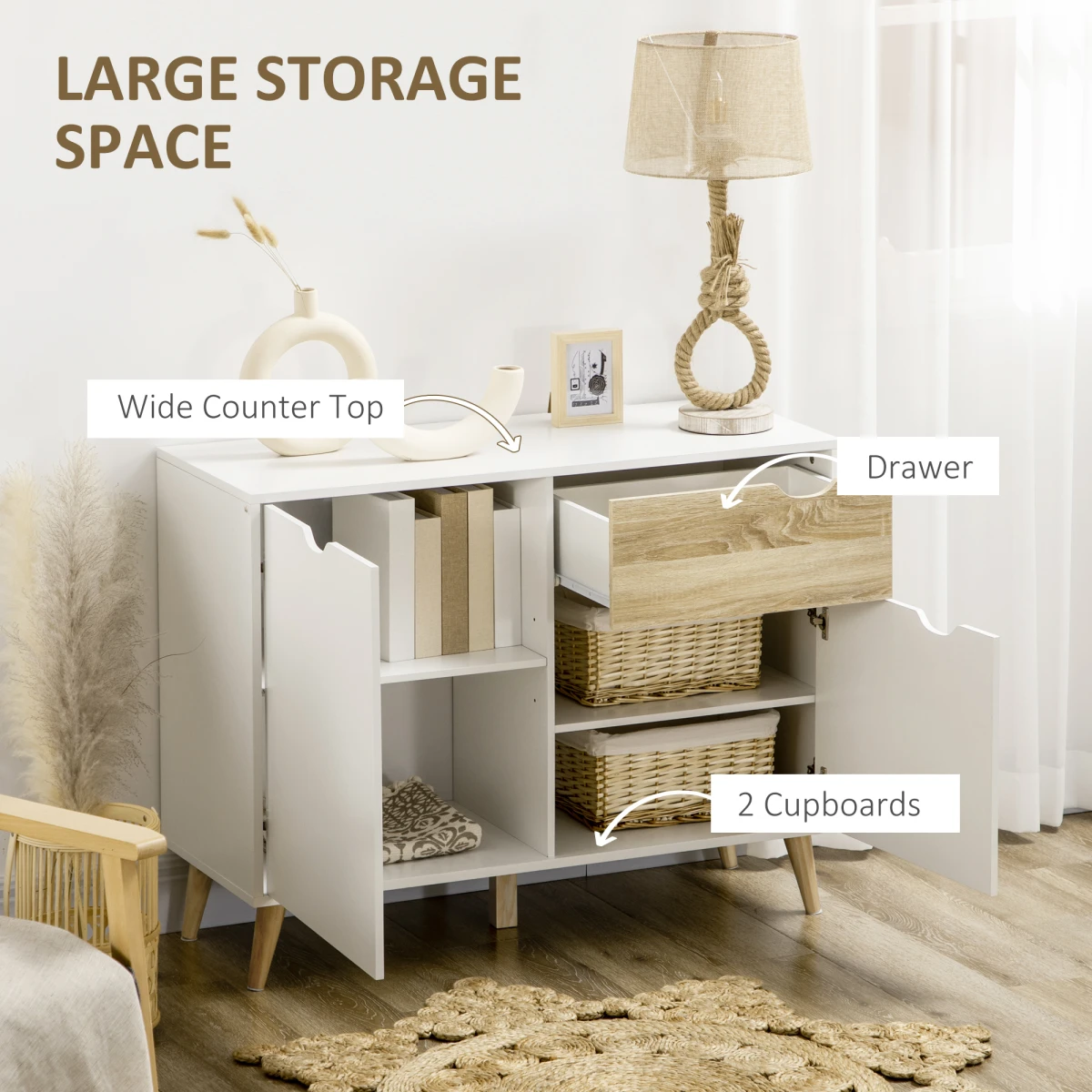 Nordic Sideboard Medium Wood Drawer Living Room - Sideboard
