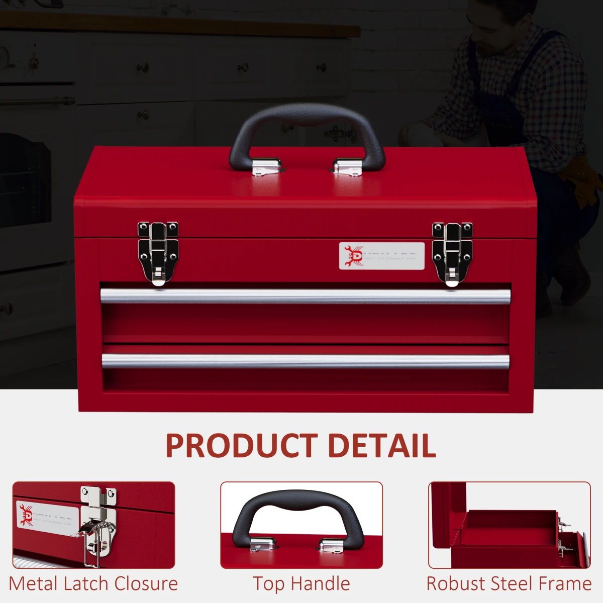 DURHAND Durhand Tool Chest 2-Drawer Ball Bearing DIY - Chest of Drawers