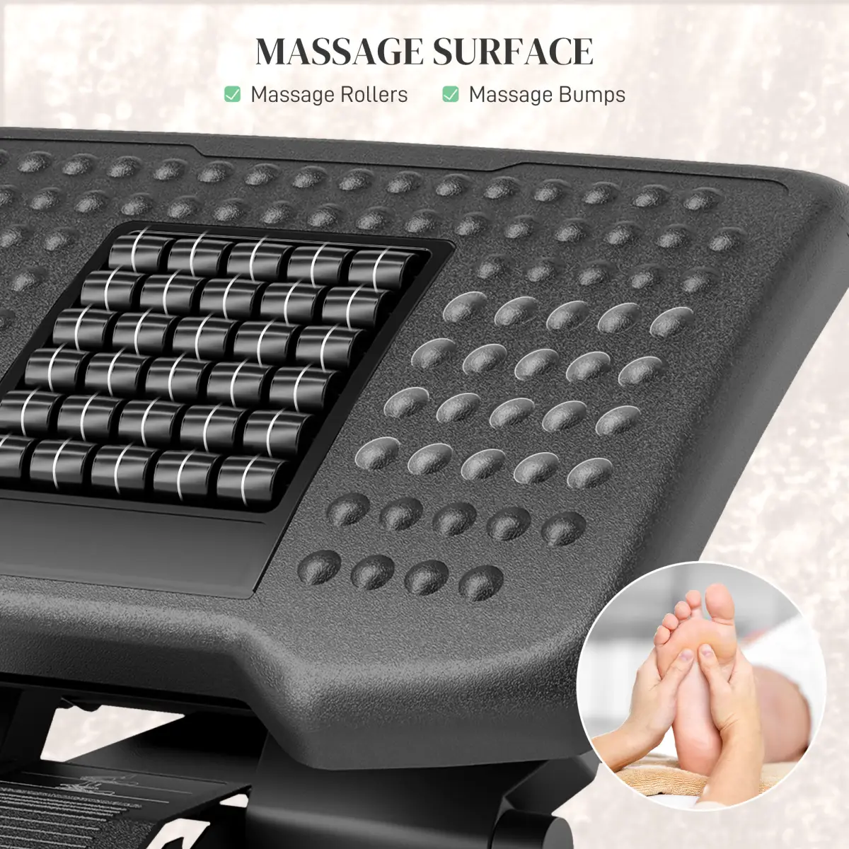 HOMCOM Foot Rest for Under Desk with Massage Function, Adjustable Angle and Height - Desk