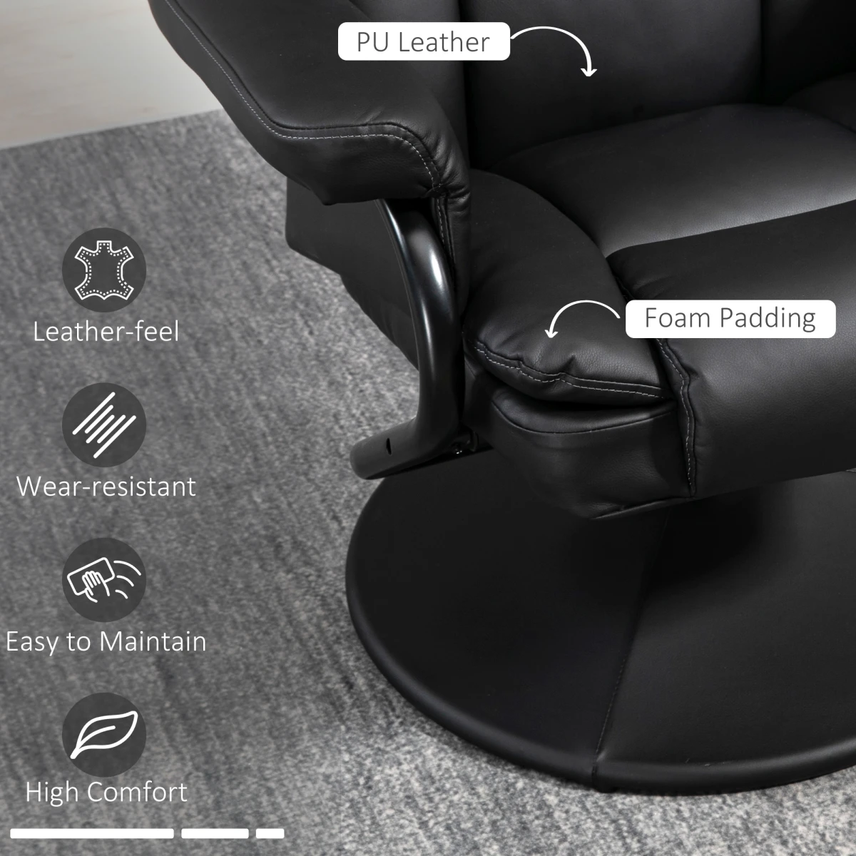 HOMCOM PU Leather Swivel Recliner Armchair OneSize 360Degree by HOMCOM