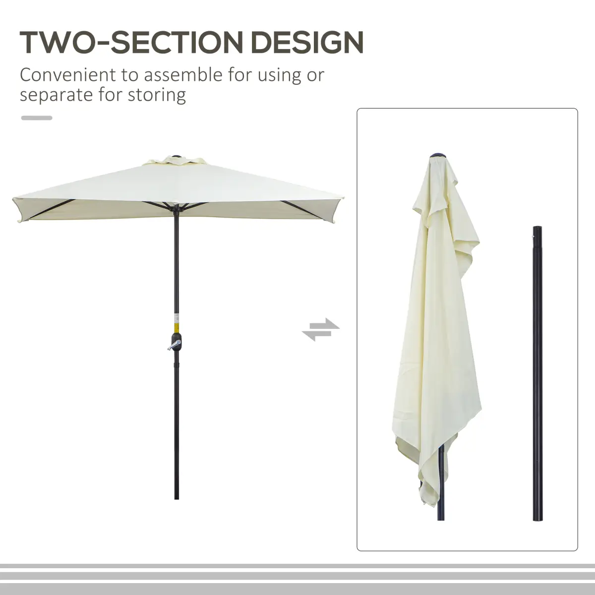 Unbranded 2.3m Garden Balcony Half Round Umbrella Metal Parasol Umbrella Beige Outsunny - Parasol