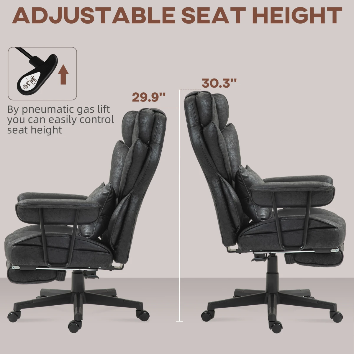 Premium Massage Office Chair High-Back Six-Point Massage Eight Modes Lumbar Heating With Wired Remote For Home Office by N/A