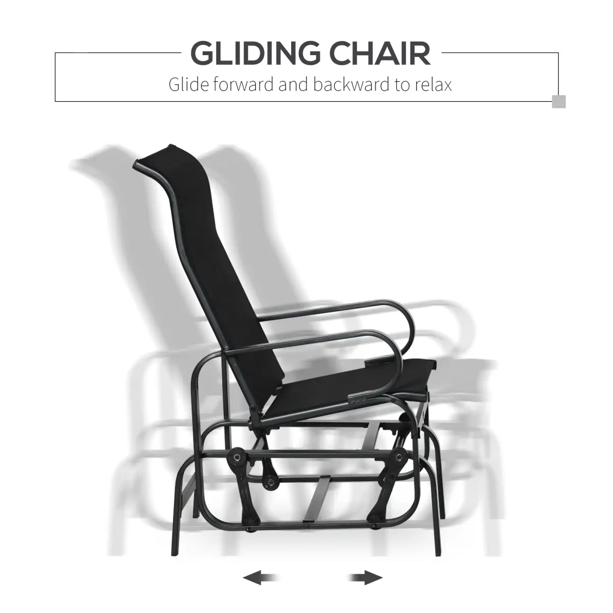 Outsunny 3 PCs Gliding Rocking Chair With Tea Table Smooth Rockers Sling Seat - Garden Chairs