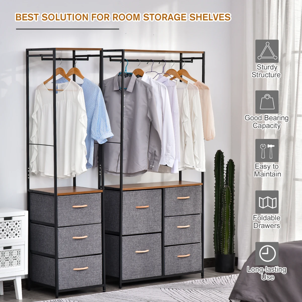 SteelBlack Clothes Storage Freestanding 175x83cm for Home by HOMCOM