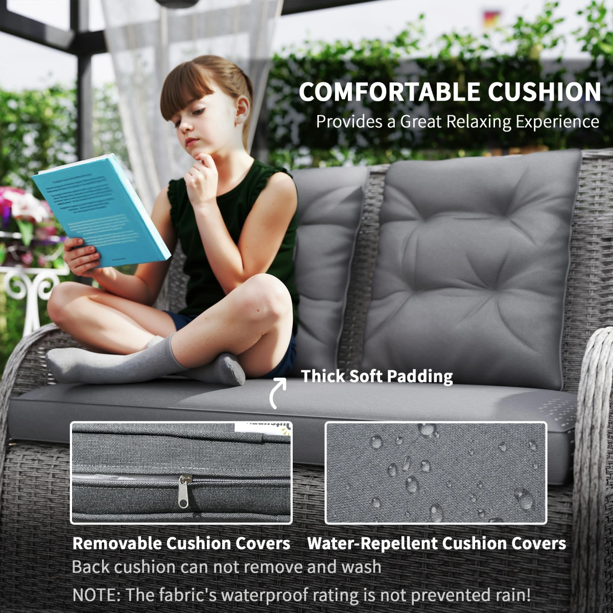 Outsunny Outsunny Rattan Sofa Set Four Piece Tempered Glass Patio - Garden Set