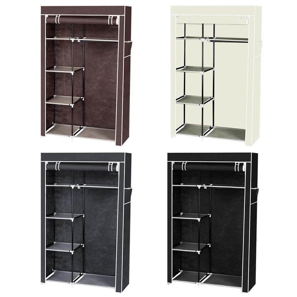 N/A 64" Portable Closet Storage Organizer Wardrobe Clothes Rack with Shelves Gray -