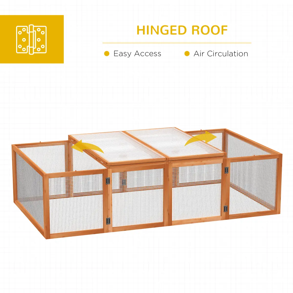 Pawhut New Rabbit Hutch Cage with Run and Play Space Mesh Wire Safety for Outdoor - Rabbit Hutch