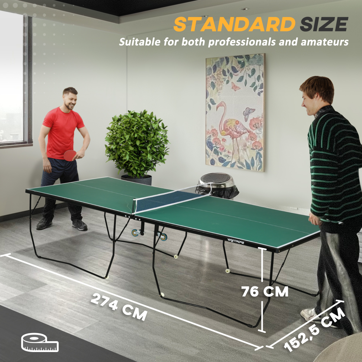 SPORTNOW 9FT Folding Table Tennis Table w/ 8 Wheels, for Indoors, Outdoors - from SPORTNOW