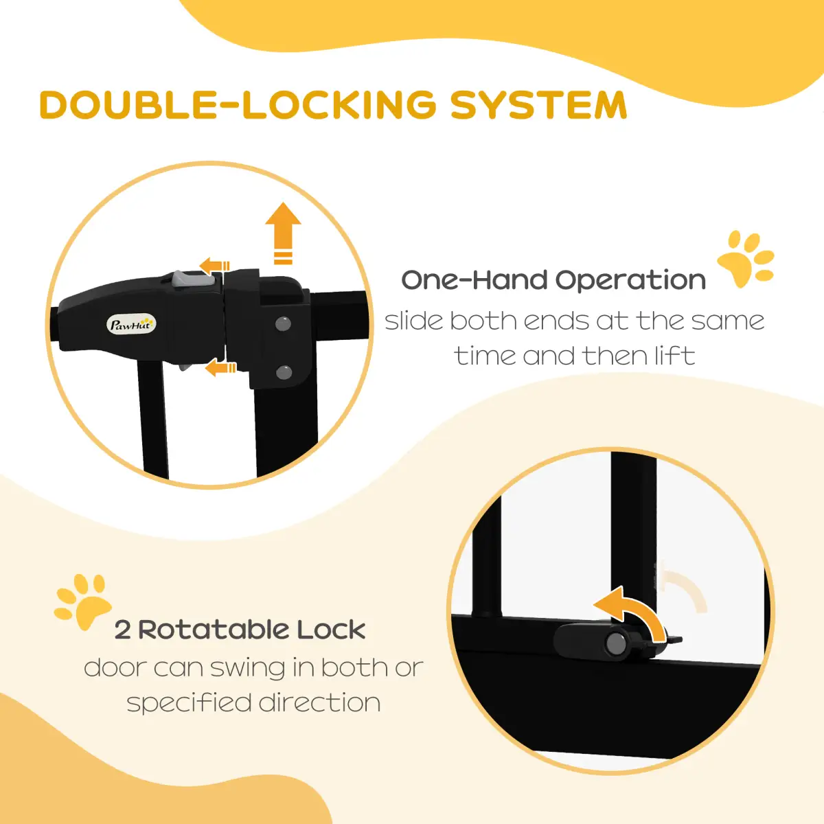 PawHut PawHut 74-87cm Adjustable Metal Pet Gate Safety Barrier w/ Auto-Close Black - Pet Gate