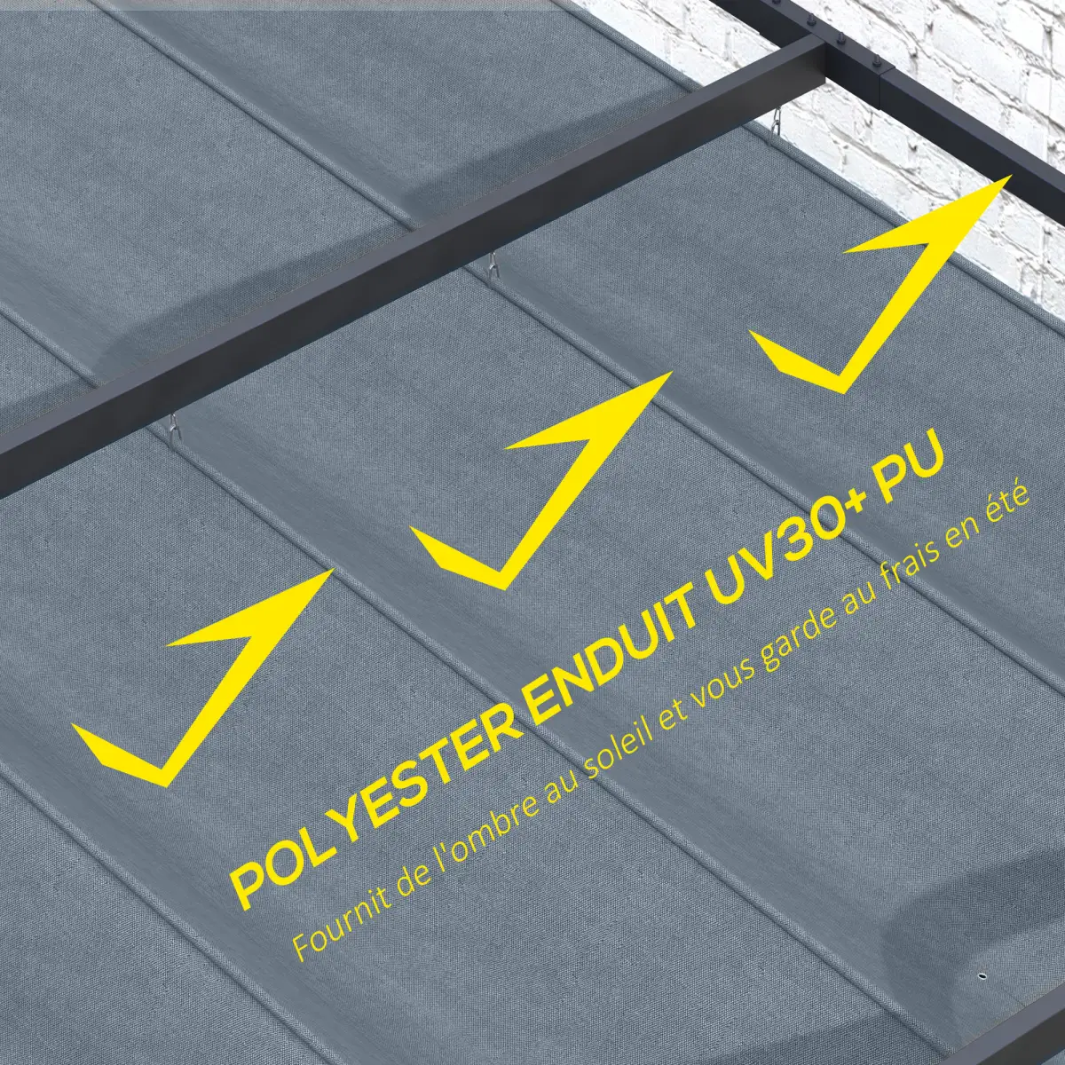 Outsunny Outsunny Pergola Sun Shade Cover Roof Replacement for 3 x 2.15m Pergola, Grey - Gazebos
