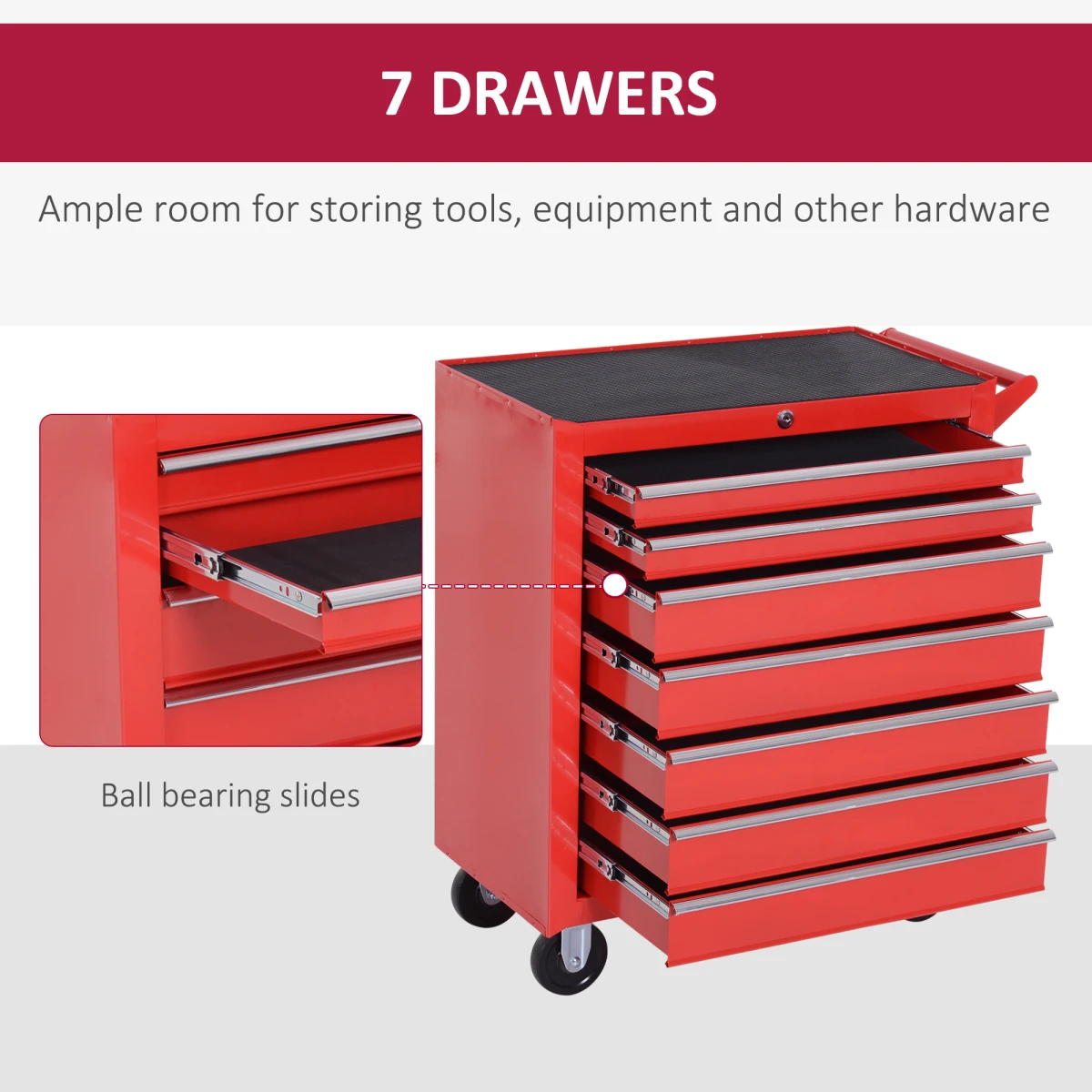 Homcom Durhand Roller Tool Cabinet 7 Drawer Garage - Chest of Drawers