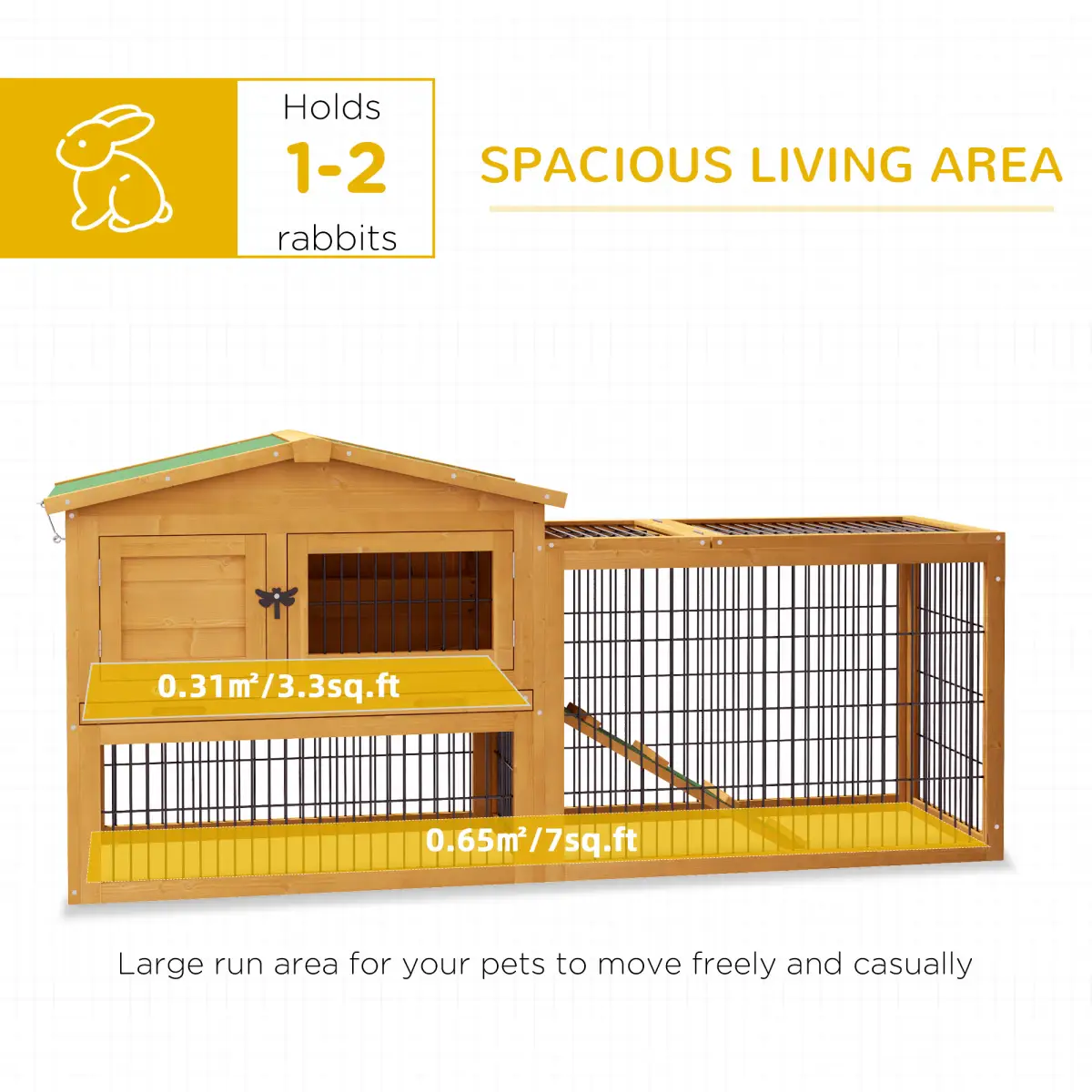 PawHut Pawhut Rabbit Hutch Pet House Outdoor Run Design w/ Water-Resistant Paint Ramp - Rabbit Hutch