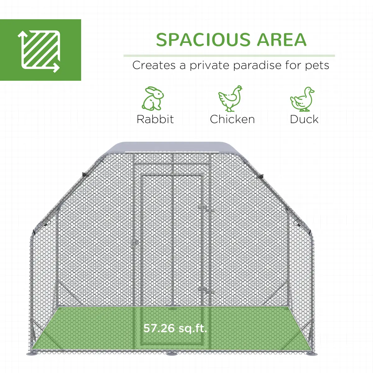 PawHut Chicken Run W/ Roof, Walk In Chicken Coop for 4-6 Chickens, Hen House - Chicken Coop
